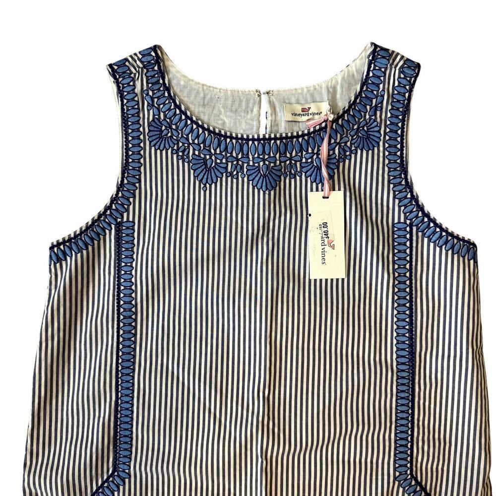 NWT Vineyard Vines Cisco Blue Blue and White Striped Embroidered Dress Size 4 - Picture 5 of 6